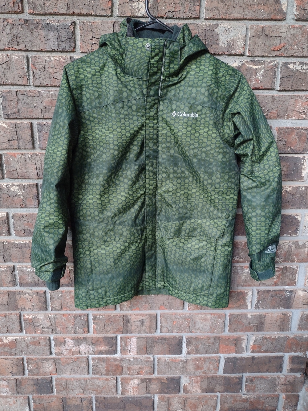 Columbia Boys Interchange Jacket Youth M (10/12)Green OMNI-TECH Detachable Hood